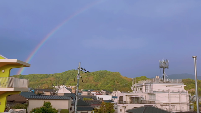 園庭から見えた虹の記事動画