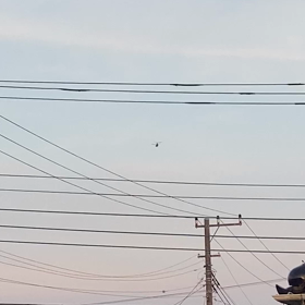 ヘリコプターが東の空に飛んでったの画像