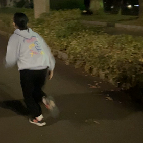 娘とロードレースの練習の画像