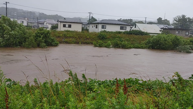 大雨で川が氾濫　　長いもとお豆腐のお月見サラダの記事動画