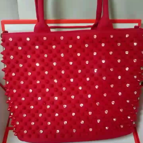 ラインストーン×スタッズバッグ・M・レッドの画像