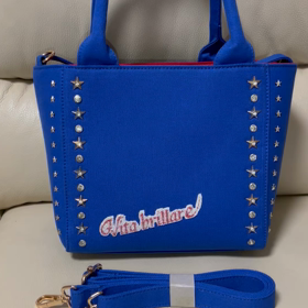 ラインストーンワッペン付き星スタッズバッグ・Sサイズ・ブルーの画像