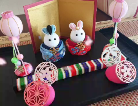 季節のつまみ細工レッスンは、うさぎのおひな様の記事動画