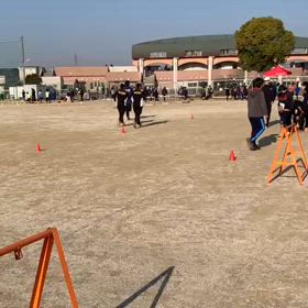 男子走り幅跳びレース前アップ②の画像