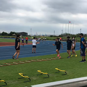 女子リレー レース前のアップ②の画像