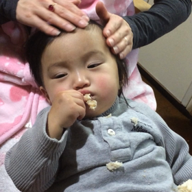 食べながら寝るハナの画像