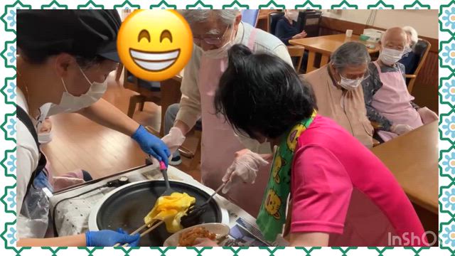 調理レクリエーションでオムライス作り(*^▽^*)の記事動画